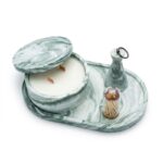 Set Bougie Luxe en Marbre avec Couvercle — Éteignoir & Allumettes inclus - Vert