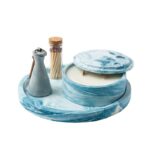 Set Bougie Luxe en Marbre avec Couvercle — Éteignoir & Allumettes inclus - Bleu