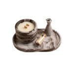 Coffret Bougie Luxe en Marbre — Éteignoir & Allumettes inclus - Marron