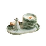 Coffret Bougie Luxe en Marbre — Éteignoir & Allumettes inclus - Vert