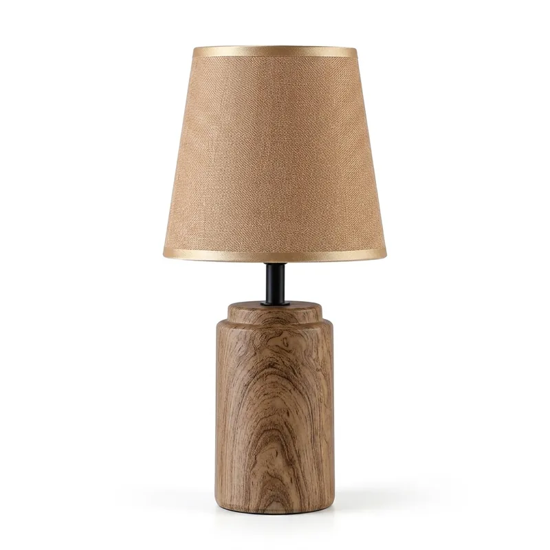 7f1f8f1f-10cf-441a-9948-4fdf04d0fef4 Lampe de Chevet Design avec Pied en Céramique Effet Bois et Abat-Jour Textile – Camel – Image 1
