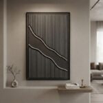 Tableau texturé 3D minimaliste avec cordes - 80x120cm