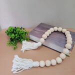 Guirlande Décoratif en Perle de Bois Clair