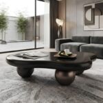 Table Basse Noire en Forme de Nuage