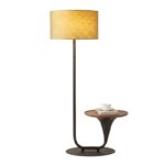 Lampadaire Table d'Appoint Design en Métal et Bois