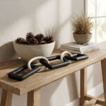 Chaîne Décorative en Bois Noir et Corde de Coton