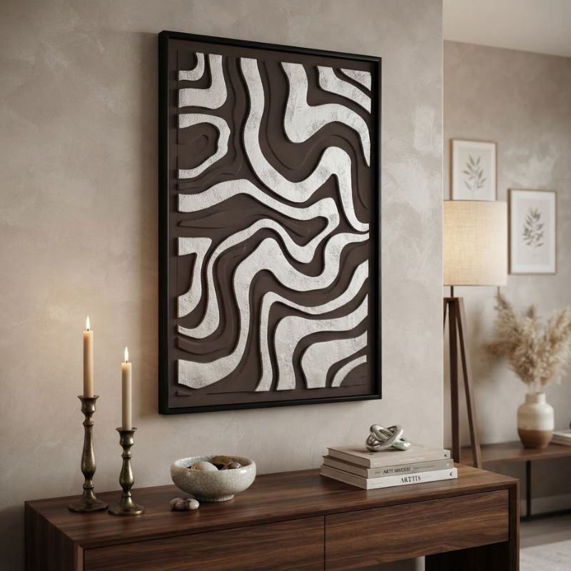 Copie de 800x800 (9) Tableau Mural Texturé aux Motifs Abstraits - 80x160cm – Image 1