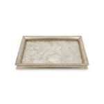 Plateau Décoratif Marbré Beige et Gris – Cadre Argenté Vieilli
