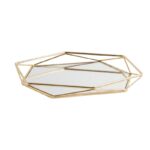 Plateau Miroir Géométrique Doré – Élégance Moderne
