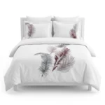 Parure de Lit 100% Coton 6pcs - Plumes Grises