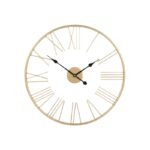 Horloge Murale Géante en Métal Doré - Chiffres Romains
