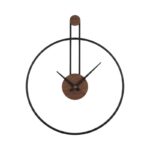 Horloge Murale Design Minimaliste en Métal Noir et Bois