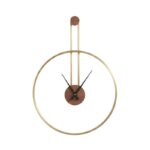 Horloge Murale Design Minimaliste en Métal Doré et Bois