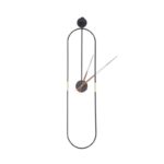 Horloge Murale Ovale Moderne avec Aiguilles en Bois - Noir
